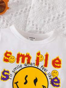 Đứa bé trai Cartoon & Đồ họa chữ cái Áo thun & quần đùi - Đen và trắng - Xem 3