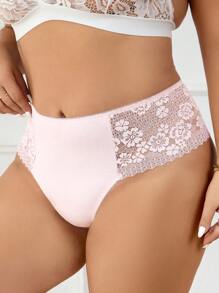 Plus Contrast Lace Panty - Baby Pink - View 3