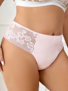 Plus Contrast Lace Panty - Baby Pink - View 5