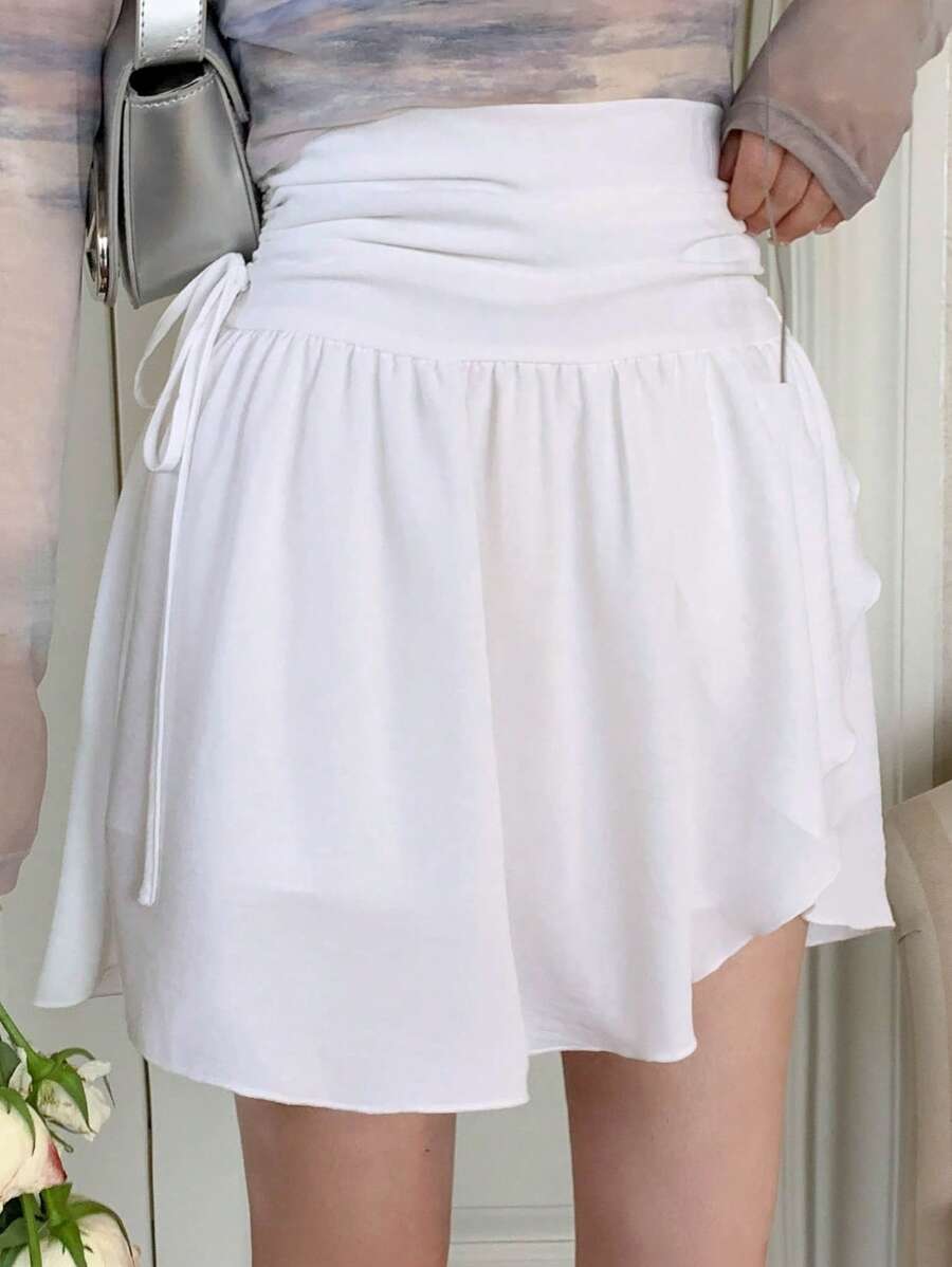 DAZY Drawstring Side Ruched Skirt
