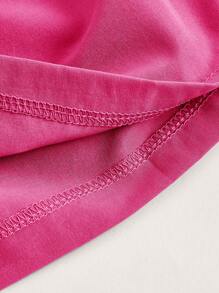 SHEIN EZwear Plus Drawstring Side Ruched Skirt - Hot Pink - View 3