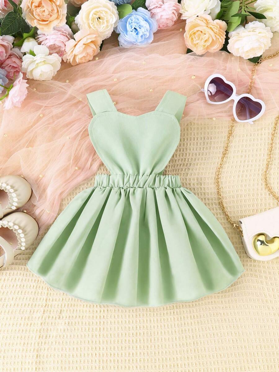 Đầm em bé màu trơn - màu xanh lá - Xem 1