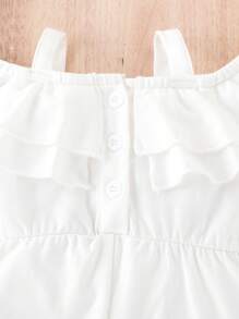 嬰兒貼花挖肩荷葉邊喇叭連身褲 - 白色 - 查看 6