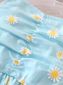 Baby Floral Print Ruched Cami Dress - Baby Blue - View 3