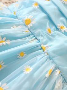 Baby Floral Print Ruched Cami Dress - Baby Blue - View 4