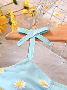 Baby Floral Print Ruched Cami Dress - Baby Blue - View 5