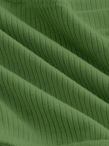 SHEIN MOD 前扭結條紋針織抹胸上衣 - 青檸色 - 查看 4