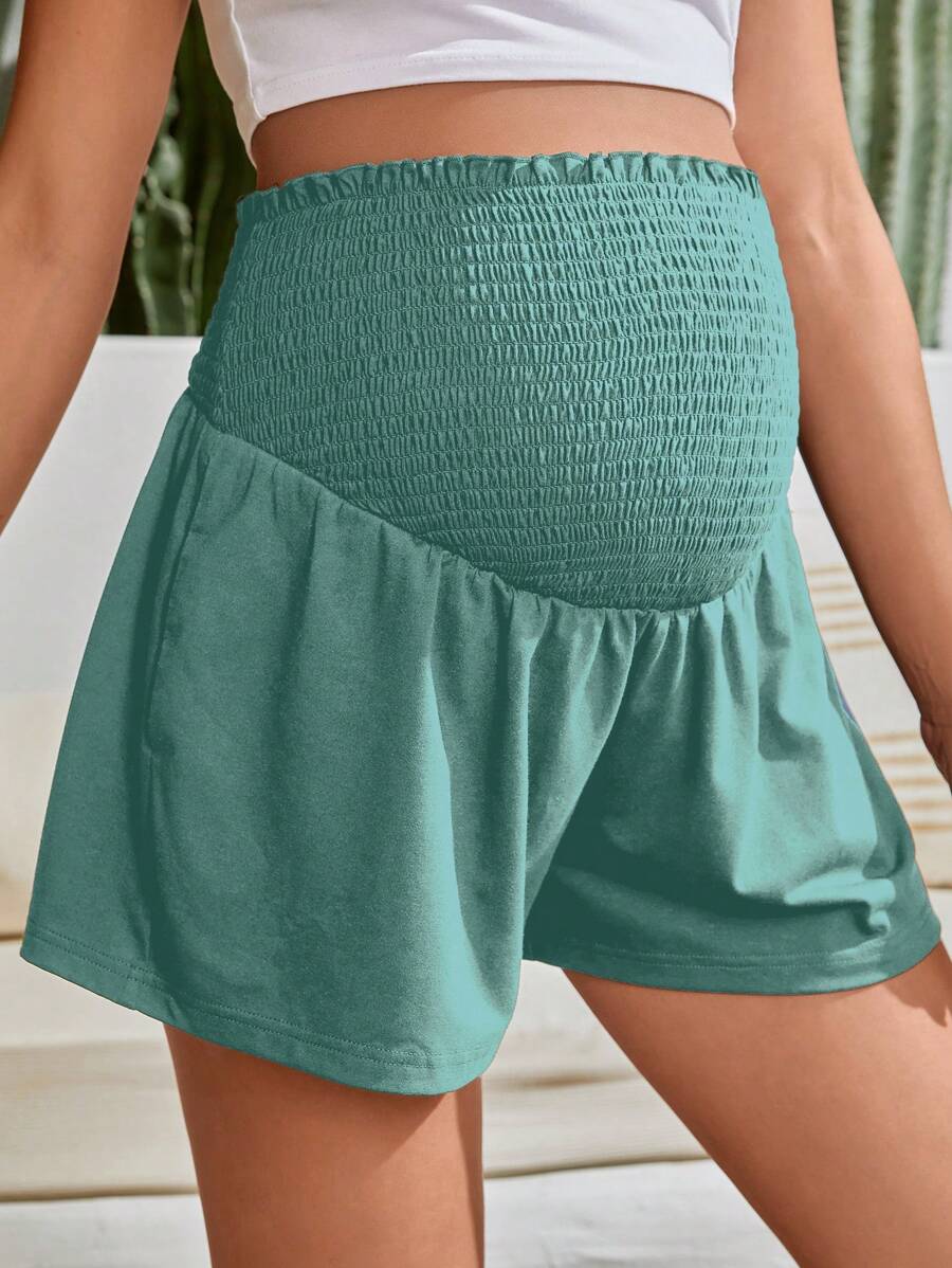 SHEIN Quần dành cho Bà bầu màu trơn Giải trí - màu xanh lá - Xem 1