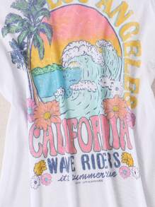 Letter & Tropical Print Cover Up