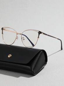 1雙女性貓眼金屬框時尚眼鏡適用於日常生活 - 黑色 - 查看 1