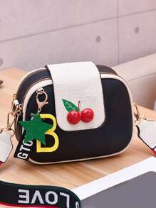 Geantă Dome Color Block Mică, Cu farmec pentru geantă