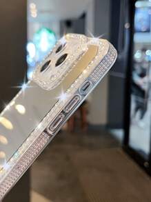 1 件水钻镜面后盖手机壳带肩带，适用于 7/8/SE2/7 Plus/8 Plus/X/XS/XR/XS Max/11/11Pro/11 Pro Max/12/12 Pro/12 Pro Max/13/13 Pro/13 Pro Max/14/14 Pro/16 Plus/14 Pro Max/15/15 Pro/15 Plus/15 Pro Max 防水防震防摔防刮