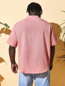 EASEVO Men Plus Pocket Patched Shirt - Coral Pink - View 2