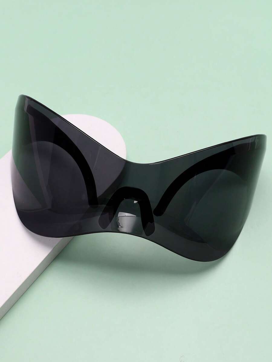 1 Cặp Kính Thời Trang Không Gọng Một Mảnh Cho Nữ Cho Cuộc Sống Hàng Ngày - màu đen - Xem 1