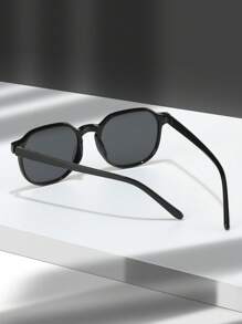 1pair Men Rivet Decor Round Frame Fashion Glasses For Daily Life - Black - View 2