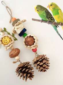 1 قطعة/2 قطعة/3 قطع لعبة عّض طير صغيرة متعددة الألوان - قطع الذرة، المخروط الصنوبري، كرة الصفصاف، مضغ ترفيهي لديكور قفص الطيور