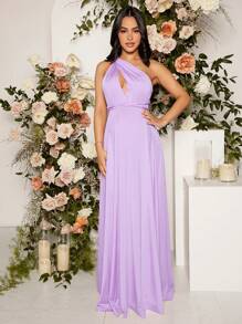 SHEIN Maternity Cross Wrap Tie Backless Dress - Lilac Purple - View 7