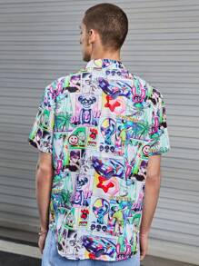 SWAVVY 1件寬鬆版型印花衬衫 - 彩色 - 查看 2