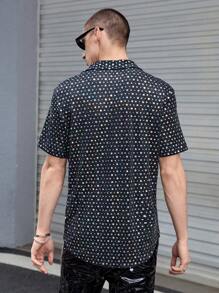 SWAVVY 1pc Contrast Sequin Shirt - Black - View 2