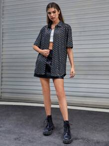 SWAVVY 1pc Contrast Sequin Shirt - Black - View 6