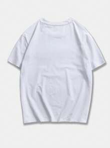 ROMWE MEN Street Life Hombres Camiseta con estampado de letra - Blanco - Ver 2