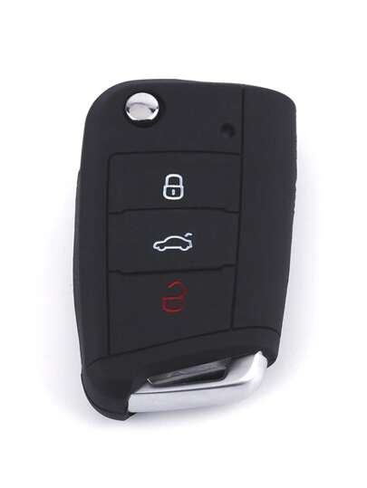 1 pieza de funda protectora de llave de coche de silicona negra para VW Polo Golf 7 Tiguan, para SEAT Ateca Leon Ibiza, para Skoda Fabia Kodiaq Karoq, a prueba de golpes