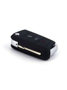 1pc Black Silicone Car Key Protective Cover For VW Polo Golf 7 Tiguan, For SEAT Ateca Leon Ibiza, For Skoda Fabia Kodiaq Karoq, Shockproof - Black - View 3