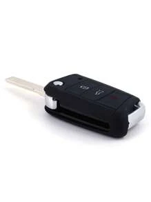 1pc Black Silicone Car Key Protective Cover For VW Polo Golf 7 Tiguan, For SEAT Ateca Leon Ibiza, For Skoda Fabia Kodiaq Karoq, Shockproof - Black - View 4
