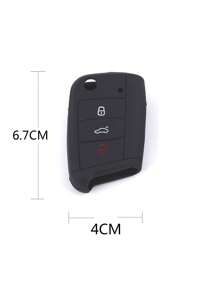 1pc Black Silicone Car Key Protective Cover For VW Polo Golf 7 Tiguan, For SEAT Ateca Leon Ibiza, For Skoda Fabia Kodiaq Karoq, Shockproof - Black - View 5