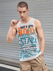 SWAVVY 1pc Slogan Graphic Tank Top - White - View 8