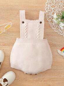 Baby Solid Overall Knit Bodysuit - Apricot - View 1