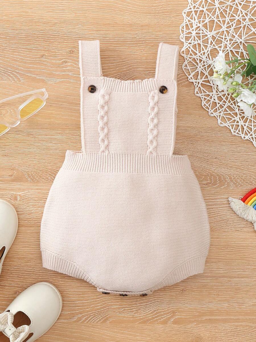 Baby Solid Overall Knit Bodysuit - Apricot - View 1
