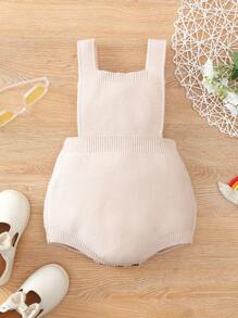 Baby Solid Overall Knit Bodysuit - Apricot - View 2