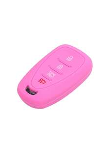 1pc Pink Silicone Car Key Protector Cover, Anti-drop, Suitable For Chevrolet - Pink - View 3