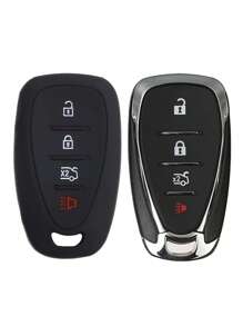 1個黑色矽膠汽車鑰匙保護套,防震,適用於雪佛蘭汽車 - 黑色 - 查看 2