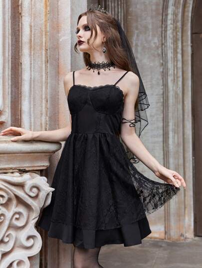 Contrast Lace Cami Dress