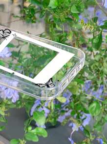 Butterfly Pattern Clear Phone Case,International Version, Not The Domestic Version - Black and White - View 3