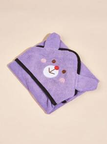 1 pieza Toalla de baño para mascota con diseño de oso de dibujos animados para perro con gato para ducha - Morado - Ver 4