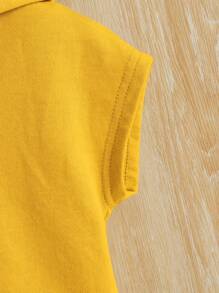 Baby Boy Letter Patched Detail Hooded Tee & Shorts - Mustard Yellow - View 4