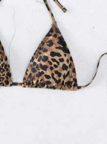 SHEIN Swim 2 piezas Top de traje de baño con cuello halter y estampado de leopardo (patrón de impresión aleatorio) para verano - Multicolor - Ver 5