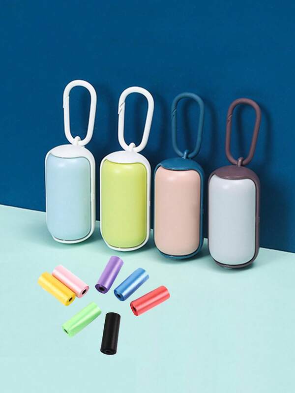 1pc Random Color Pet Poopbag Dispenser & 1roll Pet Poopbag For Dog And Cat For Outdoor