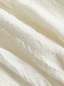 SHEIN ICON Áo khoác và áo lót dành cho xe tăng nữ Lộ Lưng Nhẫn Xù màu trơn Gợi cảm - trắng - Xem 3