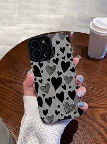 愛心圖案防摔手機殼 - 灰色 - 查看 2