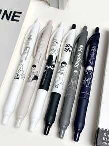 6入組卡通人物圖案按類型圓珠筆創意多用途圓珠筆適用於學生 - 彩色 - 查看 1