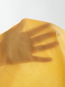 SHEIN LUNE Contrast Crochet Batwing Sleeve Blouse - Mustard Yellow - View 7