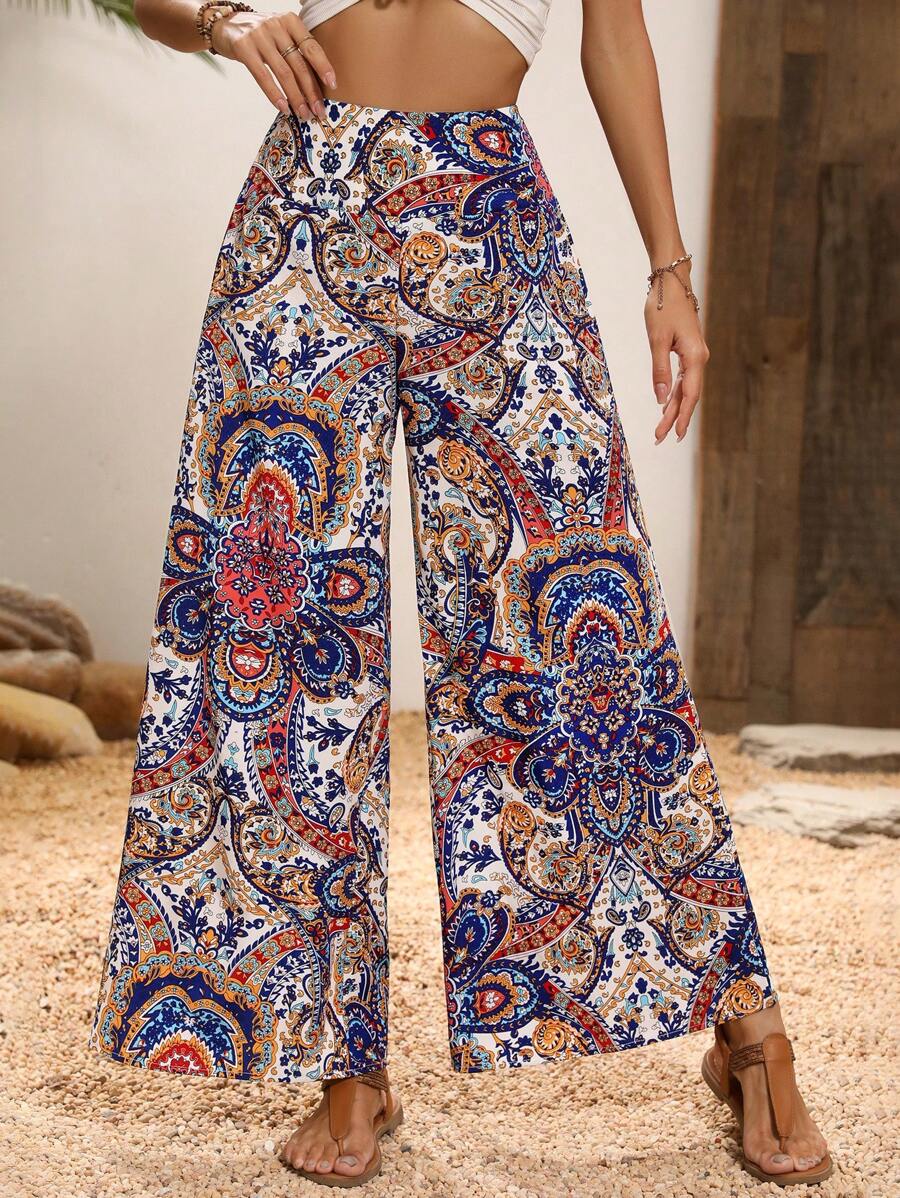 SHEIN VCAY Quần nữ Paisley Bộ lạc Boho - Nhiều màu - Xem 1