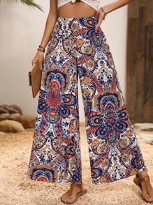 SHEIN VCAY Quần nữ Paisley Bộ lạc Boho - Nhiều màu - Xem 3