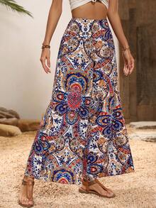 SHEIN VCAY Quần nữ Paisley Bộ lạc Boho - Nhiều màu - Xem 4