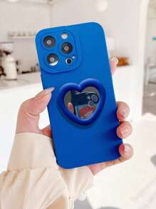 Plain Phone Case With Heart Design Holder,International Version, Not The Domestic Version - Blue - View 1