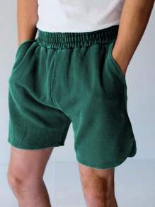 Manfinity Hypemode Quần Short Nam Túi màu trơn Giải trí - Màu xanh lá cây đậm - Xem 3